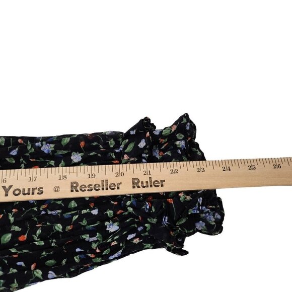 Club Monaco Taisie Mini‎ Dress 4 Black Floral Silk Sheer Button  Front Boho - Picture 14 of 15